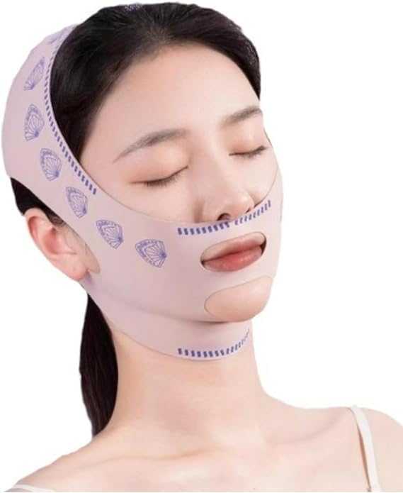 Cldaisy Reusable V Line Mask,Breathable, Soft and Comfortable Chin Strap for Women Skin Care Tools (Pink)